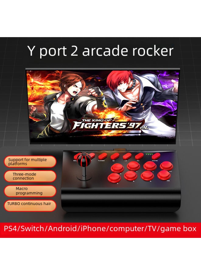 Y02 Large Arcade Style Fighting Game Controller For Ps4 Switch Android Ios Computer Street Fighter Dualshock 4 Gamepad-Product Color:Black And Red