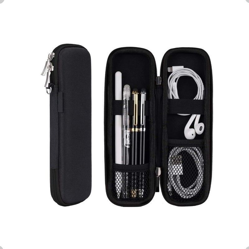 X spring Hard Shell Pen Case, Simple Zipper Organizer Box, Black Pencil Case Eva Hard Shell Pen Case, Simple Thin Waterproof Pen Case Organizer Box For Stylus Touch Pen, Art Pencil, Headphones - Image 1