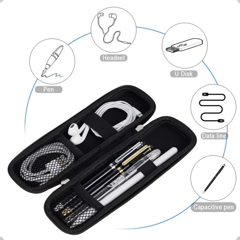 X spring Hard Shell Pen Case, Simple Zipper Organizer Box, Black Pencil Case Eva Hard Shell Pen Case, Simple Thin Waterproof Pen Case Organizer Box For Stylus Touch Pen, Art Pencil, Headphones - Image 2