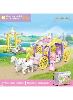 Enlightenment Wonderful Princess Girl Building Blocks Parade Carriage Yacht Party Ice And Snow Fairy Tale Castle Small Particle Building Blocks-Color:36012 Princess Cruising Carriage