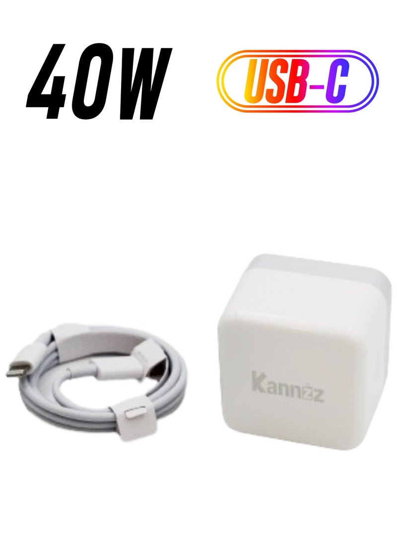 Kannzz Foldable UK plug dual USB-C 35W wall charger adaptor type C fast charging chargers for Android and iPhone
