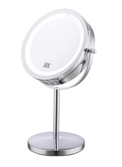 Generic LED Lighted Makeup Mirror 7" Vanity Mirror Desktop High-Definition Beauty Mirror 10X Magnifying Double Sided Swivel Cosmetic Mirror 360° Rotation for Dressing Table Bathroom beauty salon（Pushbutton switch）  - Image 1