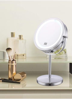 Generic LED Lighted Makeup Mirror 7" Vanity Mirror Desktop High-Definition Beauty Mirror 10X Magnifying Double Sided Swivel Cosmetic Mirror 360° Rotation for Dressing Table Bathroom beauty salon（Pushbutton switch）  - Image 2