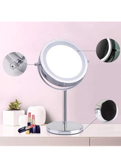 Generic LED Lighted Makeup Mirror 7" Vanity Mirror Desktop High-Definition Beauty Mirror 10X Magnifying Double Sided Swivel Cosmetic Mirror 360° Rotation for Dressing Table Bathroom beauty salon（Pushbutton switch）  - Image 3