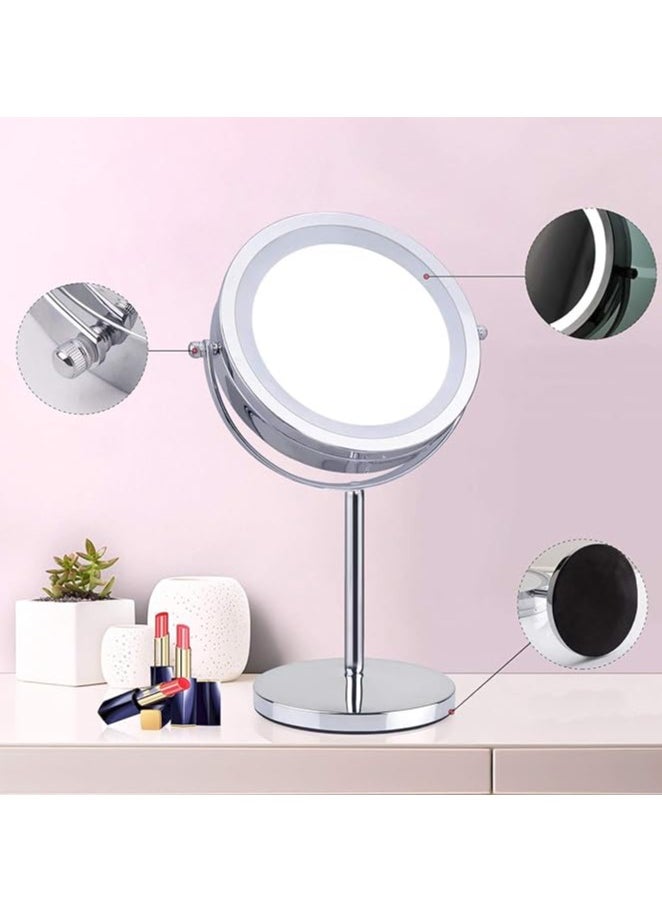 Generic LED Lighted Makeup Mirror 7" Vanity Mirror Desktop High-Definition Beauty Mirror 10X Magnifying Double Sided Swivel Cosmetic Mirror 360° Rotation for Dressing Table Bathroom beauty salon（Pushbutton switch）  - Image 3