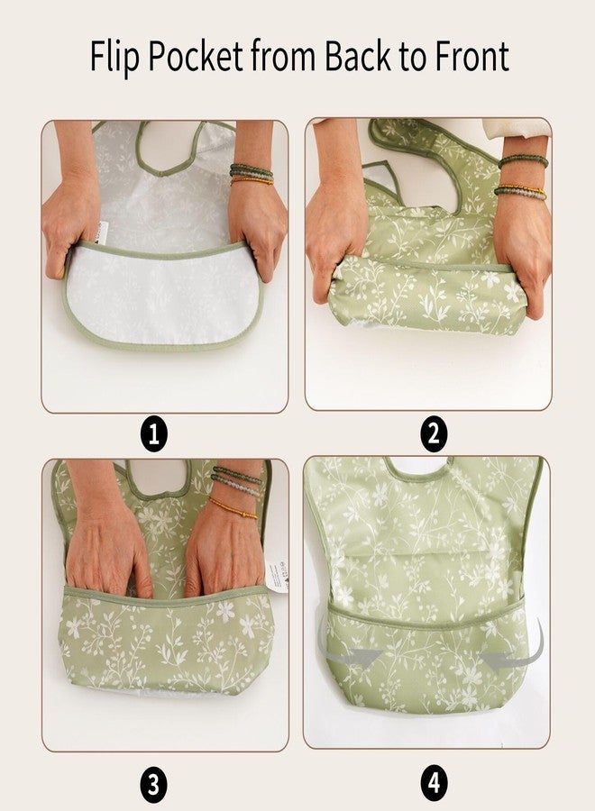 CoolaPeach 3-Pack Waterproof Baby Bibs Essential Must Have for Eating - Lightweight Toddler Feeding Bibs with Large Food Catcher, Mess Proof, Food-Grade Baby Eating Essentials (Dinosaur and Leaves) - Image 3