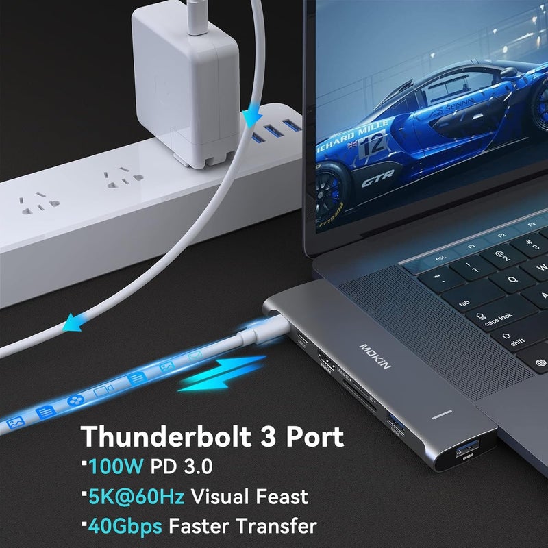 Mokin USB C Adapter for MacBook Pro 2022 2021 2020, MacBook Pro USB Adapter, 7 in 2 MacBook Air Accessories for MacBook Air/Pro M1M2, Mac Dongle with 4K HDMI, 2 USB 3.0, TF/SD, USB-C 100W and Thunderbolt 3 - Image 3