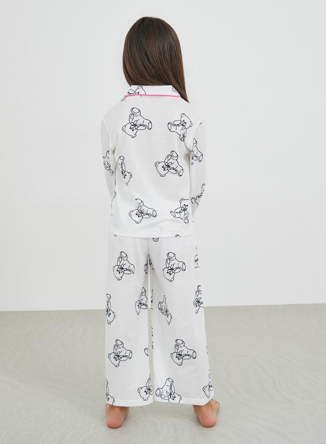 Styli Printed Buttoned Shirt and Pyjama Set - Image 4