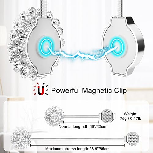 AULEEP Magnetic Curtain Tiebacks, 4 Pack Magnetic Crystal Decorative Drapes Curtain Clips Buckle, Flower Curtain Tie Back, European and American Style (Silver) - Image 2