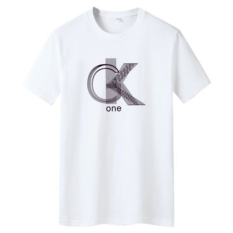Men's T-shirt Short-sleeved 2023 New Summer Couples Cotton Top Round Neck Loose Student Half-sleeved T-shirt Base Shirt - Image 2