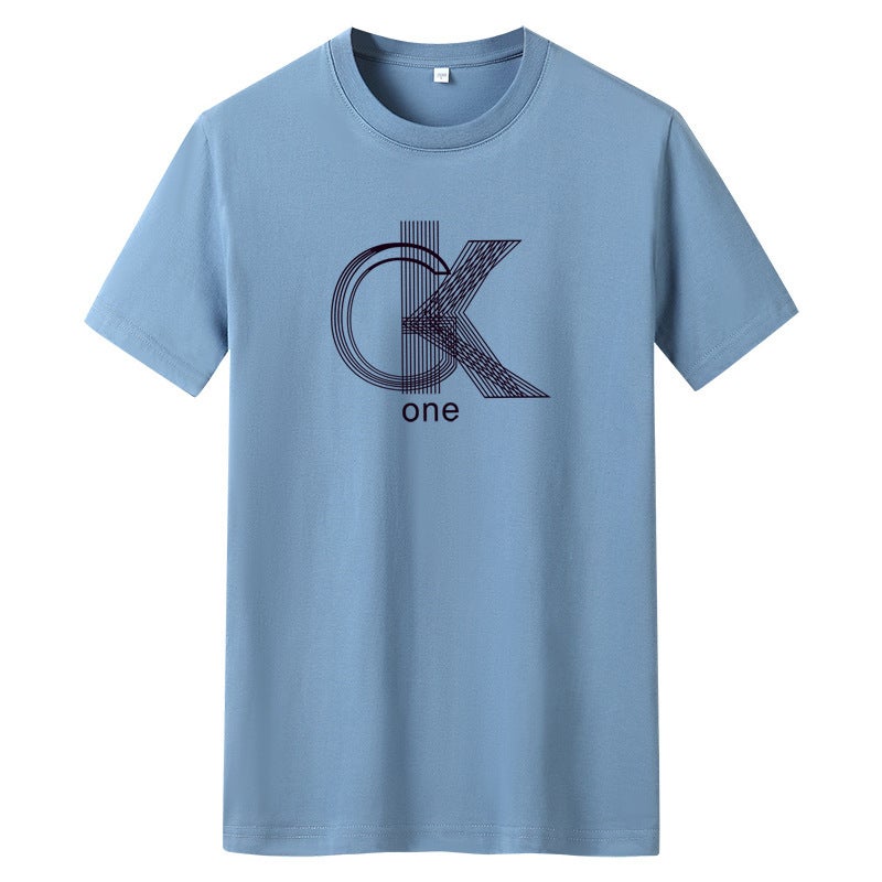Men's T-shirt Short-sleeved 2023 New Summer Couples Cotton Top Round Neck Loose Student Half-sleeved T-shirt Base Shirt - Image 1