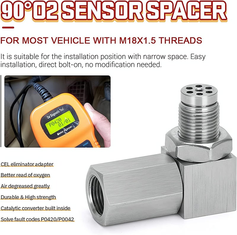 Zikra Universal M18*1.5 O2 Sensor Spacer - 1 Pcs Check Engine Light Eliminator Adapter, Silver Extender for Exhaust Systems, Style B - Enhance Performance & Reduce Emissions - Image 2