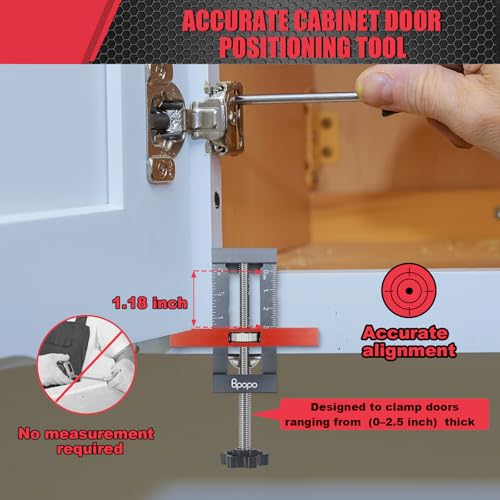 BPOPO Cabinet Door Mounting Jig, Adjustable Aluminum Alloy Installation Positioner Tool Jig for Installing Frameless or Face Frame Cabinet Doors - Image 2