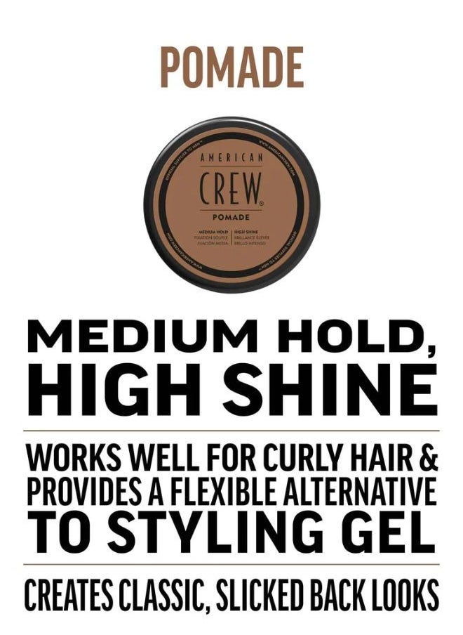 AMERICAN CREW Pomade With Medium Hold & High Shine, (85G) Water-Based Pomade, Hair Styling For Men, Curly Hair Styling, Flexible Alternative to Styling Gels, Slicked Back Hairstyles, All Hair Types Control  - Image 4