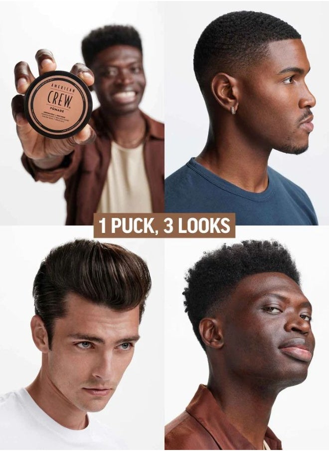 AMERICAN CREW Pomade With Medium Hold & High Shine, (85G) Water-Based Pomade, Hair Styling For Men, Curly Hair Styling, Flexible Alternative to Styling Gels, Slicked Back Hairstyles, All Hair Types Control  - Image 5