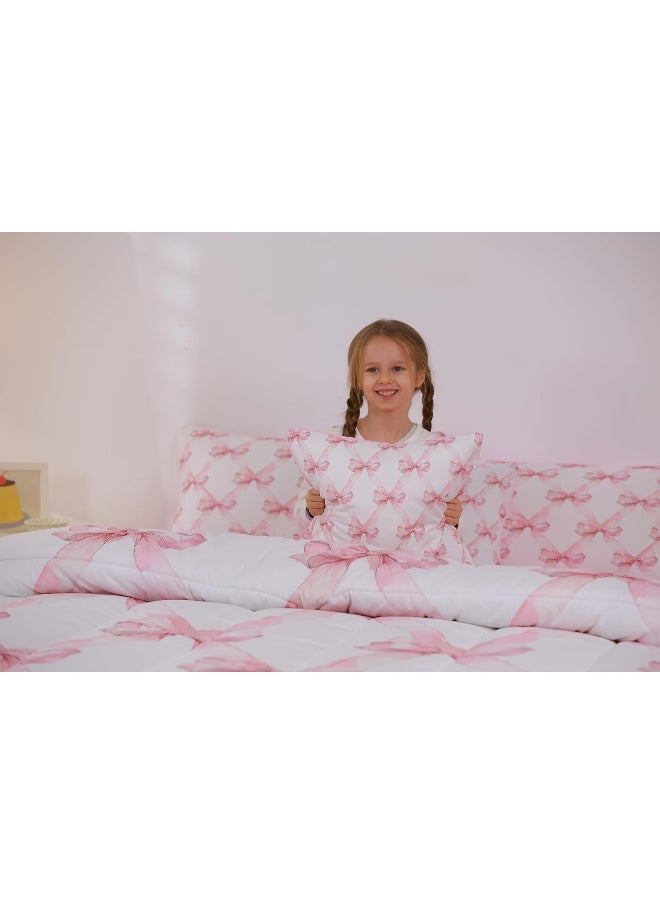 Generic Manfei Pink Bowknot Comforter Set Full Size  - Image 4