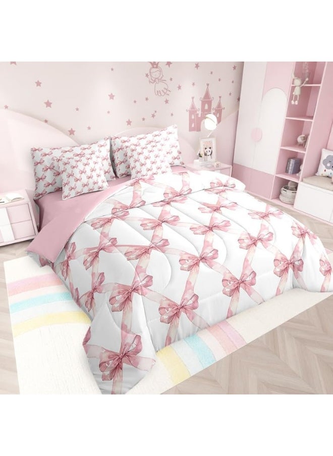 Generic Manfei Pink Bowknot Comforter Set Full Size  - Image 2
