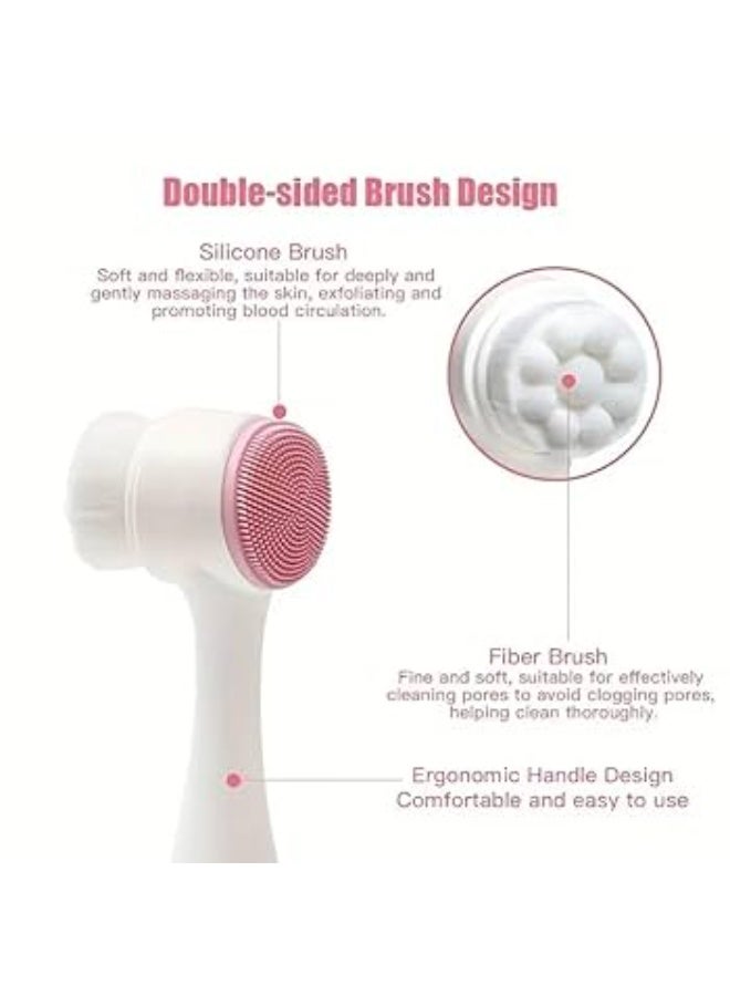 Manual Facial Cleansing Brush, 2-in-1 Skin Care face Brush, Silicone Facial Scrubber Manual Dual Face Wash Brush for Deep Pore Exfoliation Massaging (multi color) 1PCs - Image 1