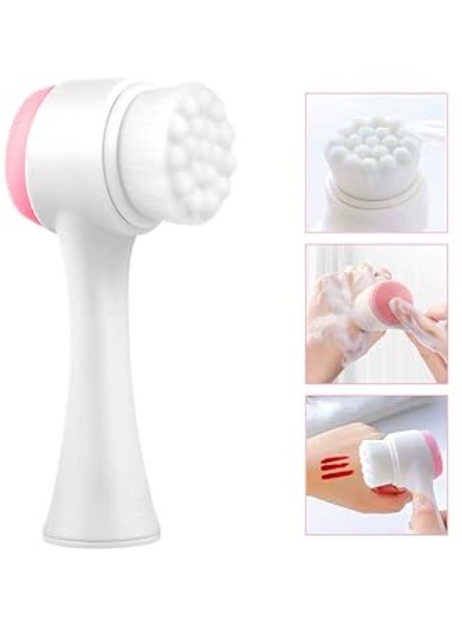 Manual Facial Cleansing Brush, 2-in-1 Skin Care face Brush, Silicone Facial Scrubber Manual Dual Face Wash Brush for Deep Pore Exfoliation Massaging (multi color) 1PCs - Image 2