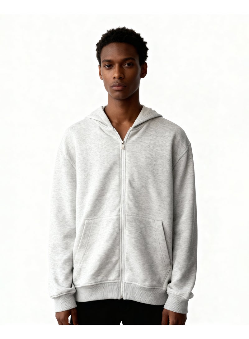 Feathers Oversized Men’s Zip-Up Hoodie 100% Cotton for Winter - Image 1