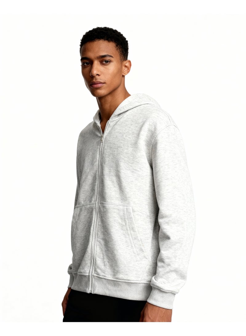 Feathers Oversized Men’s Zip-Up Hoodie 100% Cotton for Winter - Image 2