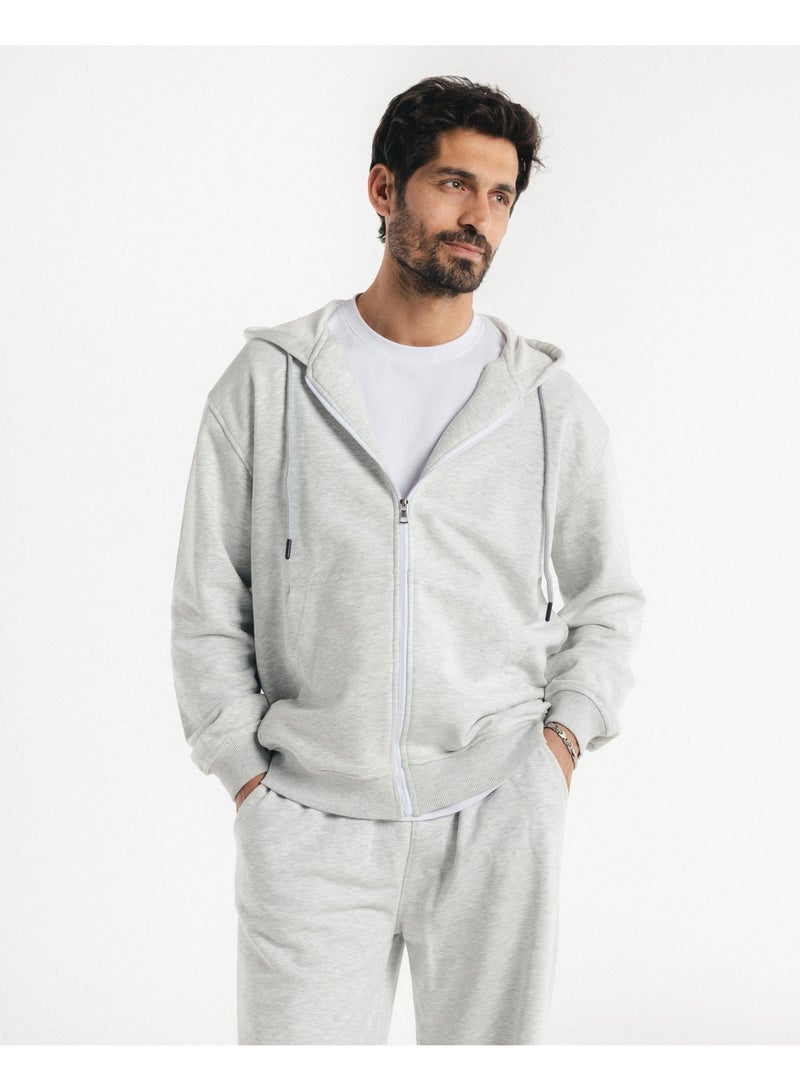 Feathers Oversized Men’s Zip-Up Hoodie 100% Cotton for Winter - Image 1