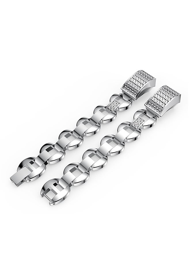ISank Rhinestone Replacement Band For Fitbit Alta And Fitbit Alta HR Silver/Clear - Image 2