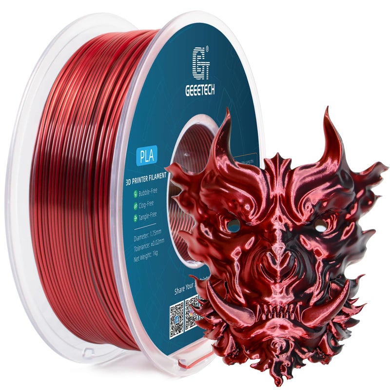 Geeetech Silk PLA Filament 1.75mm Silk Dual Color Filament, Coextrusion Dichromatic Metal-Like Shiny Consumable 1kg (2.2lbs) 1 Spool, Dimensional Accuracy +/- 0.02 mm, Black Red - Image 2