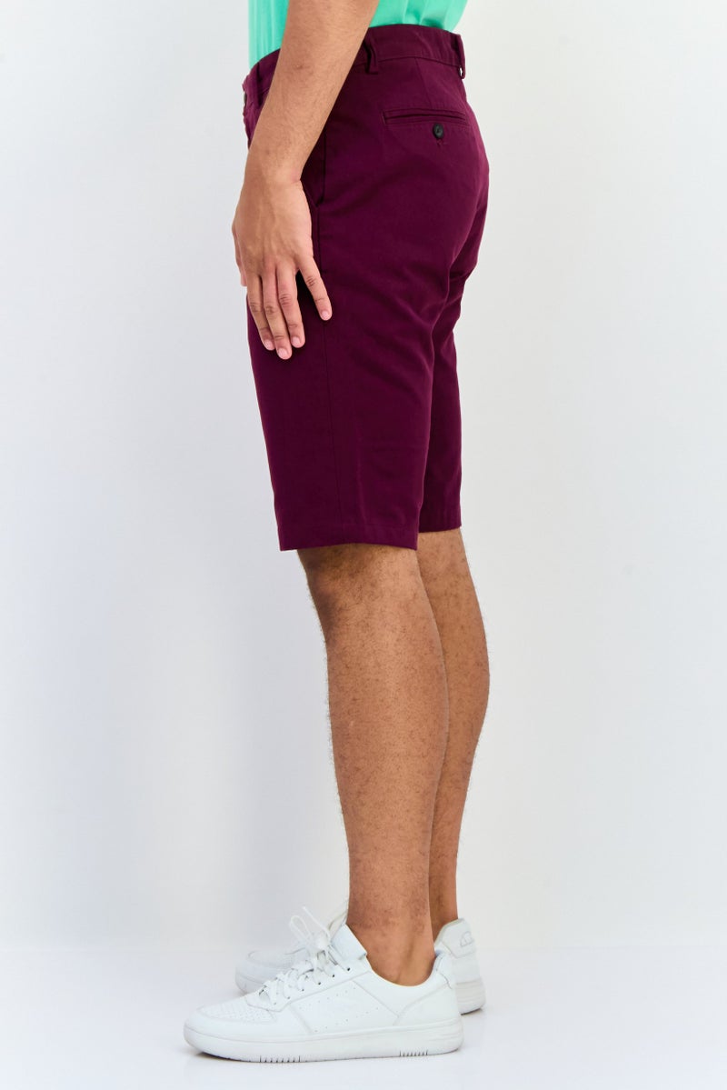 Chaps Men Custom Fit Textured Chino Shorts, Dark Maroon - Image 2