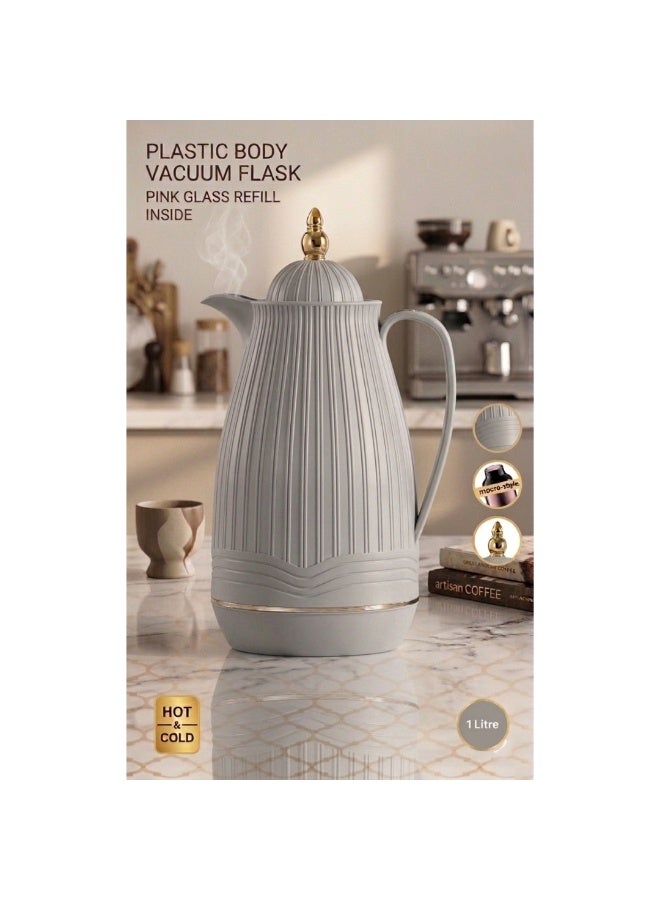 ميلريتش ترمس ميلريتش بريميوم 1.0 لتر - دلة عازلة للحرارة مع زجاج داخلي وردي - هيكل بلاستيكي أنيق للشاي والقهوة والمياه الساخنة - مقبض مقاوم للحرارة وقاعدة مانعة للانزلاق - Image 2