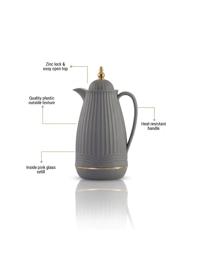 ميلريتش ترمس ميلريتش بريميوم 1.0 لتر - دلة عازلة للحرارة مع زجاج داخلي وردي - هيكل بلاستيكي أنيق للشاي والقهوة والمياه الساخنة - مقبض مقاوم للحرارة وقاعدة مانعة للانزلاق - Image 4