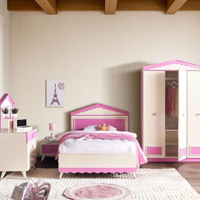 Pan Home Kids Nightstand with 1 Drawer - Pink - Image 5