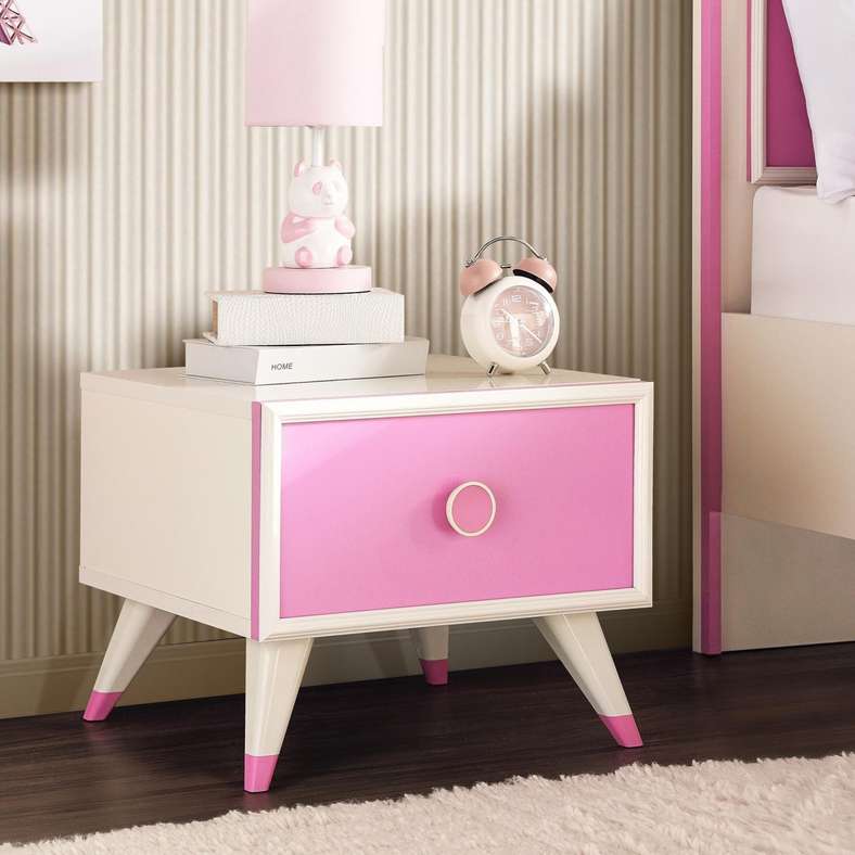 Pan Home Kids Nightstand with 1 Drawer - Pink - Image 1