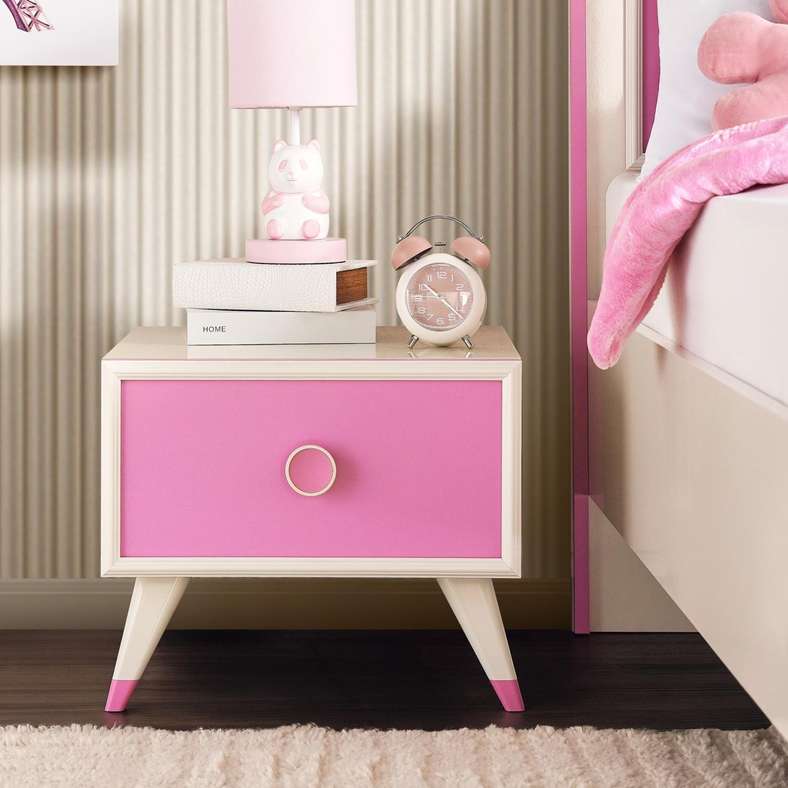Pan Home Kids Nightstand with 1 Drawer - Pink - Image 2