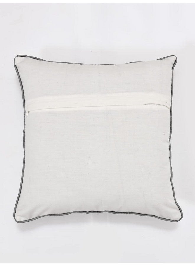 Clasiko Cushion Covers Set Of 5 White & Grey With Quilting; Cotton 250 TC Fabric; 22X22 Inches; Color Fastness Guarantee 16471 - Image 3