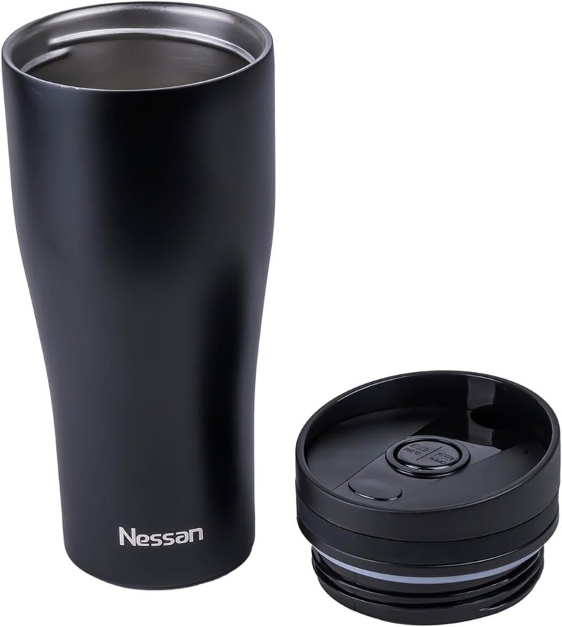 Nessan Insulated Stainless Steel Vacuum Mug, 360ml - Your Perfect Portable Thermal Tumbler for Hot and Cold Beverages Anywhere: Home, Gym, Outdoors, Office, and School - Black - Image 4