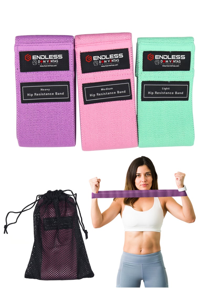ENDLESS  Resistance Loop Bands Set of 3 Pcs With Light, Medium and Heavy Resistance Level | Multi Colour | For Squats, Stretching, Hip & Glute Heavy Workouts for Men & Women  - Image 1
