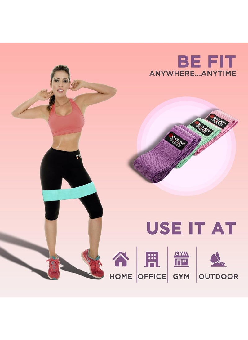 ENDLESS  - Resistance Loop Bands Set of 3 Pcs With Light, Medium and Heavy Resistance Level | Multi Colour | For Squats, Stretching, Hip & Glute Heavy Workouts for Men & Women - Image 1
