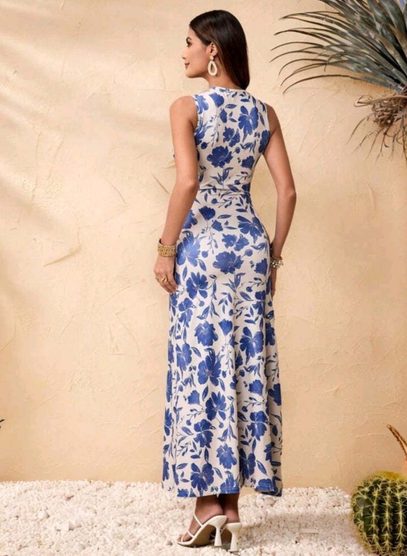 Shein SHEIN Women's Sleeveless Slim Fit Printed Long Dress, Summer  - Image 2
