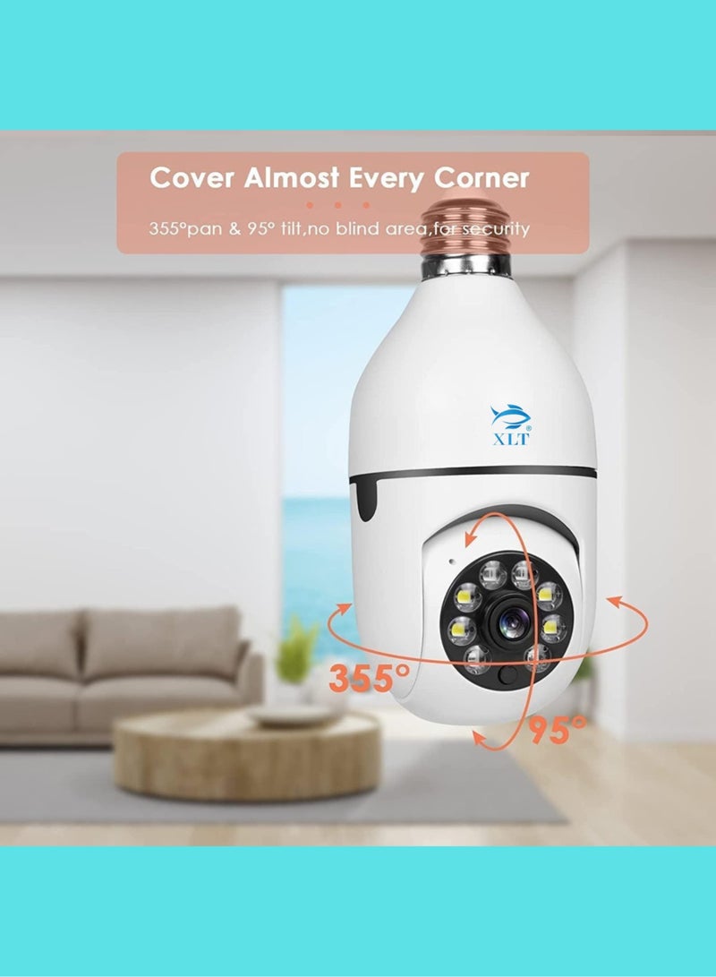XLT Smart WIFI Led Light Bulb Security Camera, 360 Degrees 1.0MP Cam Home  IP Camera, with Night Vision, Two Way Audio, Smart Motion Detection - Image 2