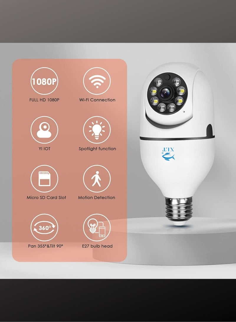 XLT Smart WIFI Led Light Bulb Security Camera, 360 Degrees 1.0MP Cam Home  IP Camera, with Night Vision, Two Way Audio, Smart Motion Detection - Image 3