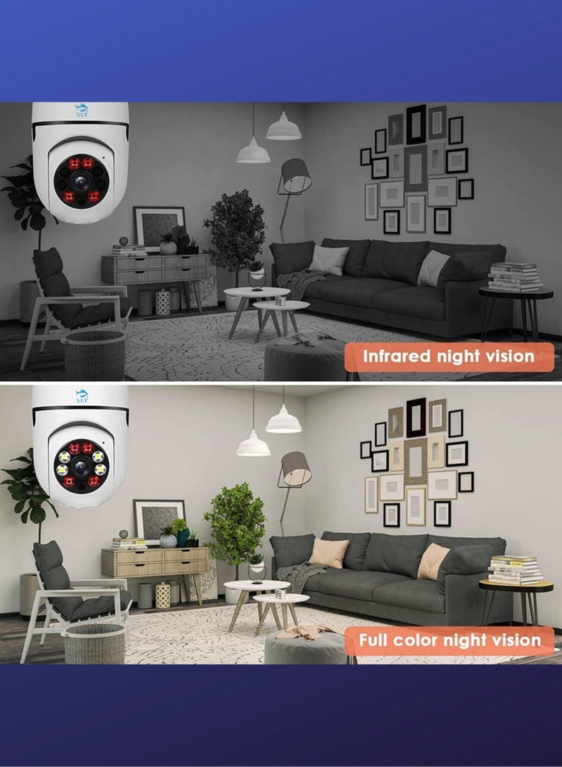 XLT Smart WIFI Led Light Bulb Security Camera, 360 Degrees 1.0MP Cam Home  IP Camera, with Night Vision, Two Way Audio, Smart Motion Detection - Image 4