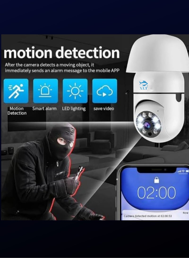 XLT Smart WIFI Led Light Bulb Security Camera, 360 Degrees 1.0MP Cam Home  IP Camera, with Night Vision, Two Way Audio, Smart Motion Detection - Image 5