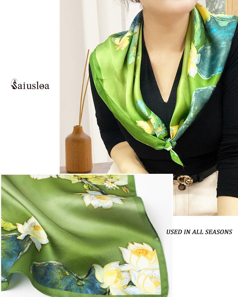 Saiusloa Neck Scarf For Womens Silky Head Scarves Hair Bandanas Square Scarf Fashion Accessories lightweight 27.5 * 27.5inch-13 - Image 2