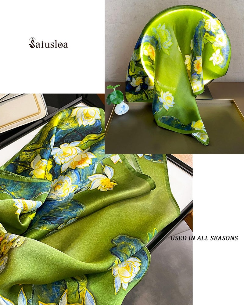 Saiusloa Neck Scarf For Womens Silky Head Scarves Hair Bandanas Square Scarf Fashion Accessories lightweight 27.5 * 27.5inch-13 - Image 5