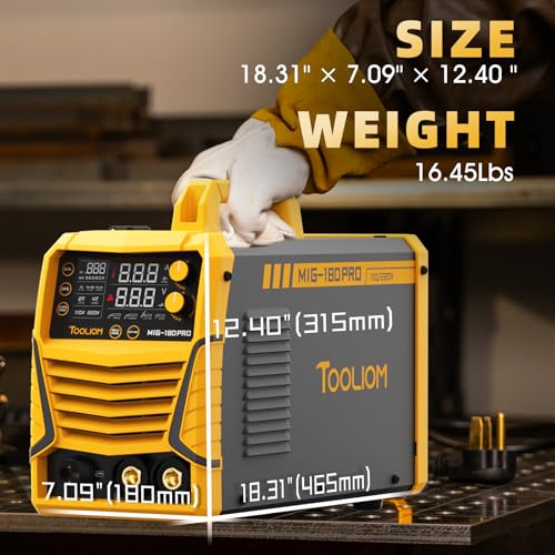 TOOLIOM 4 in 1 MIG Welder 180A Gas MIG/Flux MIG/Stick/Lift TIG Multiprocess Welding Machine 110V/220V Welder Kit with Lift TIG Torch - Image 3