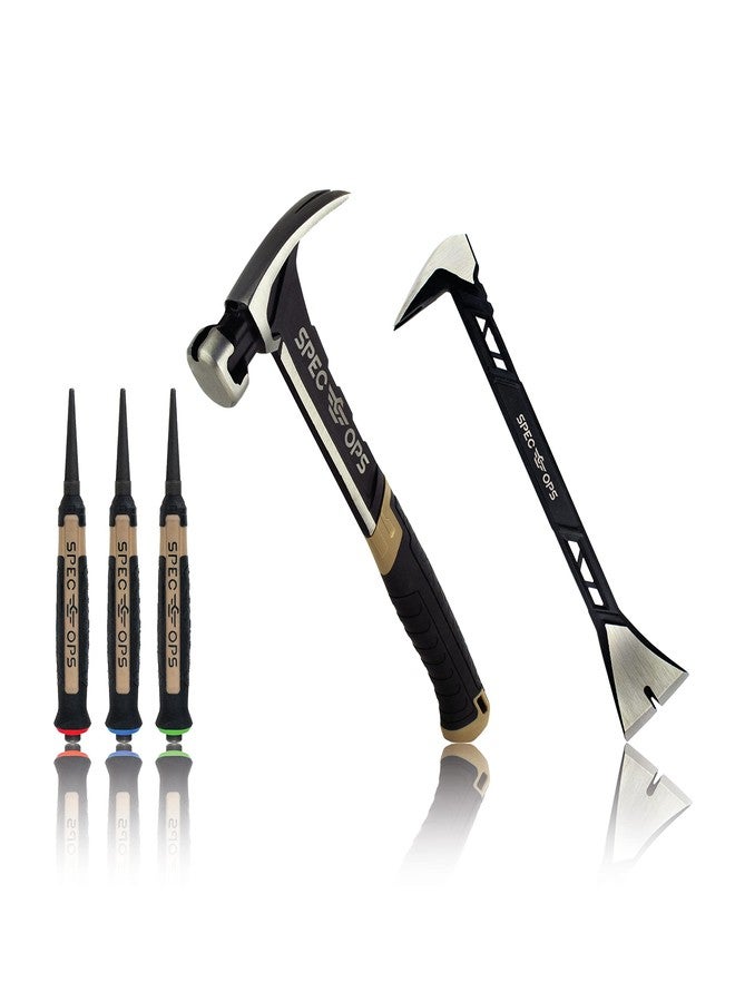 Spec-Ops Spec Ops Tools 3-Piece Tool Set, Includes 20 oz Nailing Hammer, 11" Molding Pry Bar, 3-Piece Nail Set, 3% Donated to Veterans - Image 1
