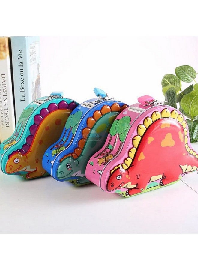 FunBlast Piggy Bank for Kids - Dinosaur Themed Money Saving Tin Coin Bank with Lock and Key - Money Bank, Coin Box for Kids, Birthday Return for Boys & Girls (1 Pc; Random Color Dispatch) - Image 4