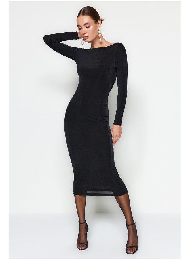 trendyol - Black Fitted Evening Dress with Accessories TPRAW24EL00023. - Image 1