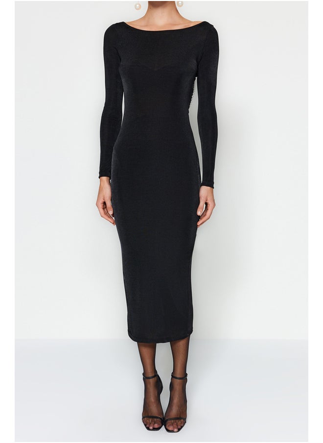 trendyol - Black Fitted Evening Dress with Accessories TPRAW24EL00023. - Image 1